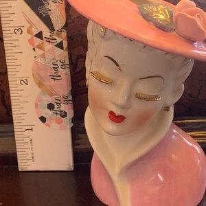 Vintage Pink Lady Head Vase